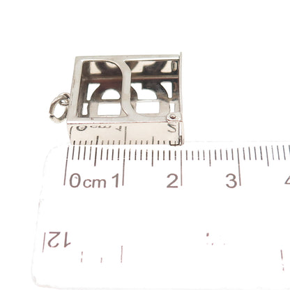Wells Sterling Silver Antique Art Deco Dollar Bill Lucky Box Mini Charm Pendant