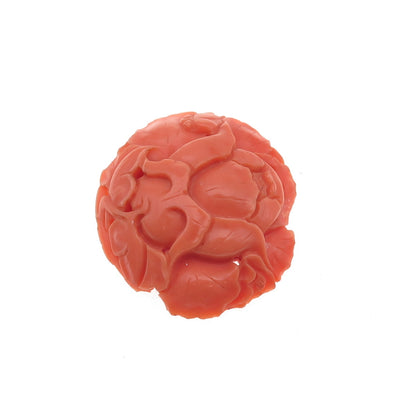Antique Art Deco Real Peach Coral Carved Floral Cameo