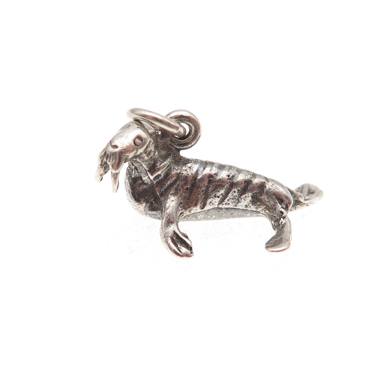 925 Sterling Silver Vintage Sea Lion Oxidized 3D Charm Pendant
