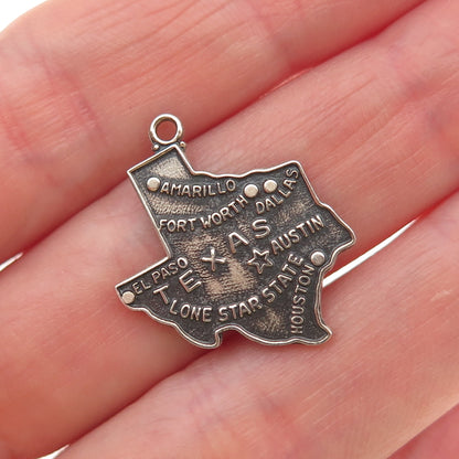 Griffith & Co. Silver Filled Vintage Texas State Map Oxidized Charm Pendant