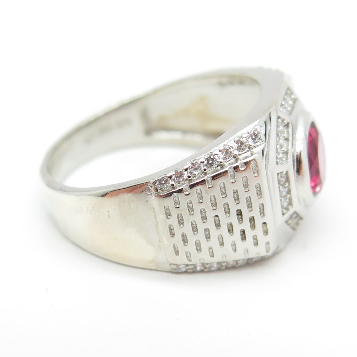 925 Sterling Silver Round-Cut White & Pink C Z Ring Size 9.5