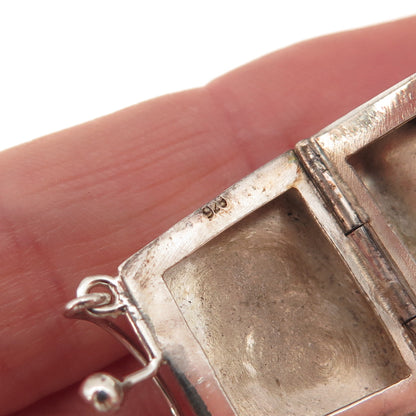 925 Sterling Silver Vintage Ladies Purse Oxidized Locket Box Charm Pendant