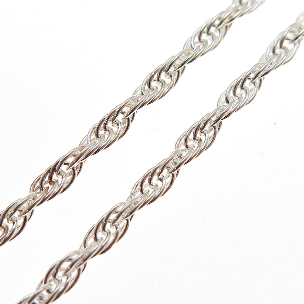 925 Sterling Silver Vintage Italy Singapore Chain Necklace 48" (missing lock)