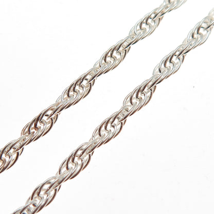 925 Sterling Silver Vintage Italy Singapore Chain Necklace 48" (missing lock)