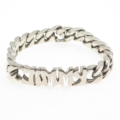 800 Silver Vintage Egypt Jimmy Name Cuban Link Bracelet 7.75"