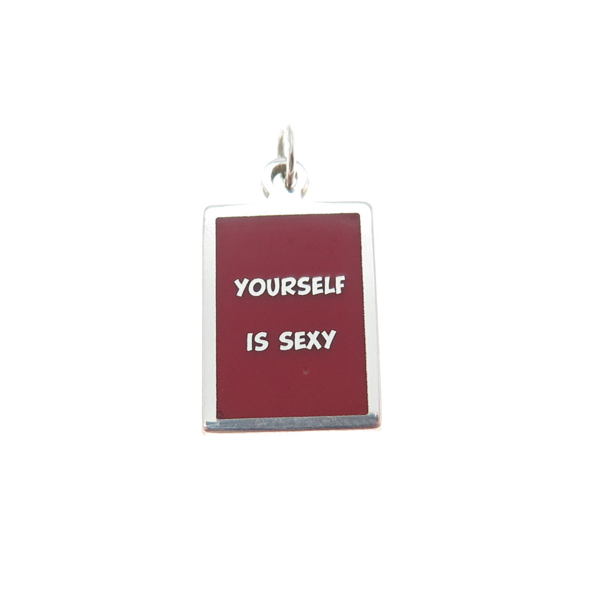 925 Sterling Silver Red Enamel Yourself Is Sexy Minimalist Charm Pendant
