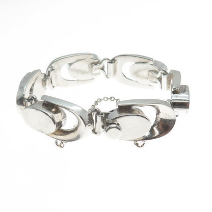 925 Sterling Silver Vintage Mexico Modernist Link Bracelet 7"