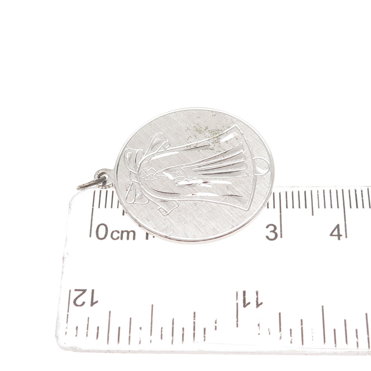 ANSON 925 Sterling Silver Vintage Bride's Bell Round Tag Charm Pendant