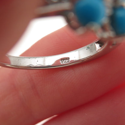 Chuck Clemency 925 Sterling Real Turquoise White Topaz Butterfly Ring Size 8.25