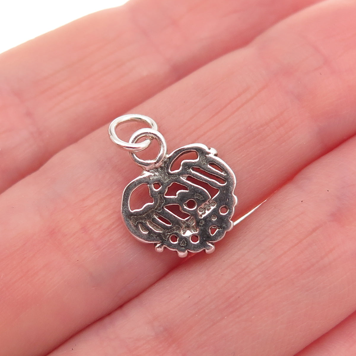 Sunwest 925 Sterling Silver Vintage Mom Heart Oxidized Mini Charm Pendant