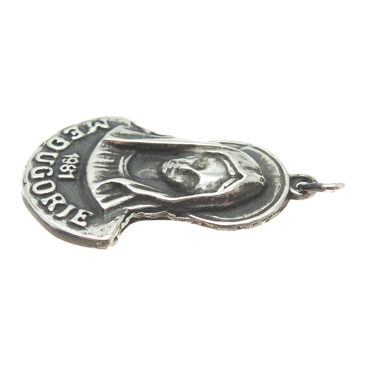 800 Silver Vintage 1981 Medugorje Religious Medal Pendant