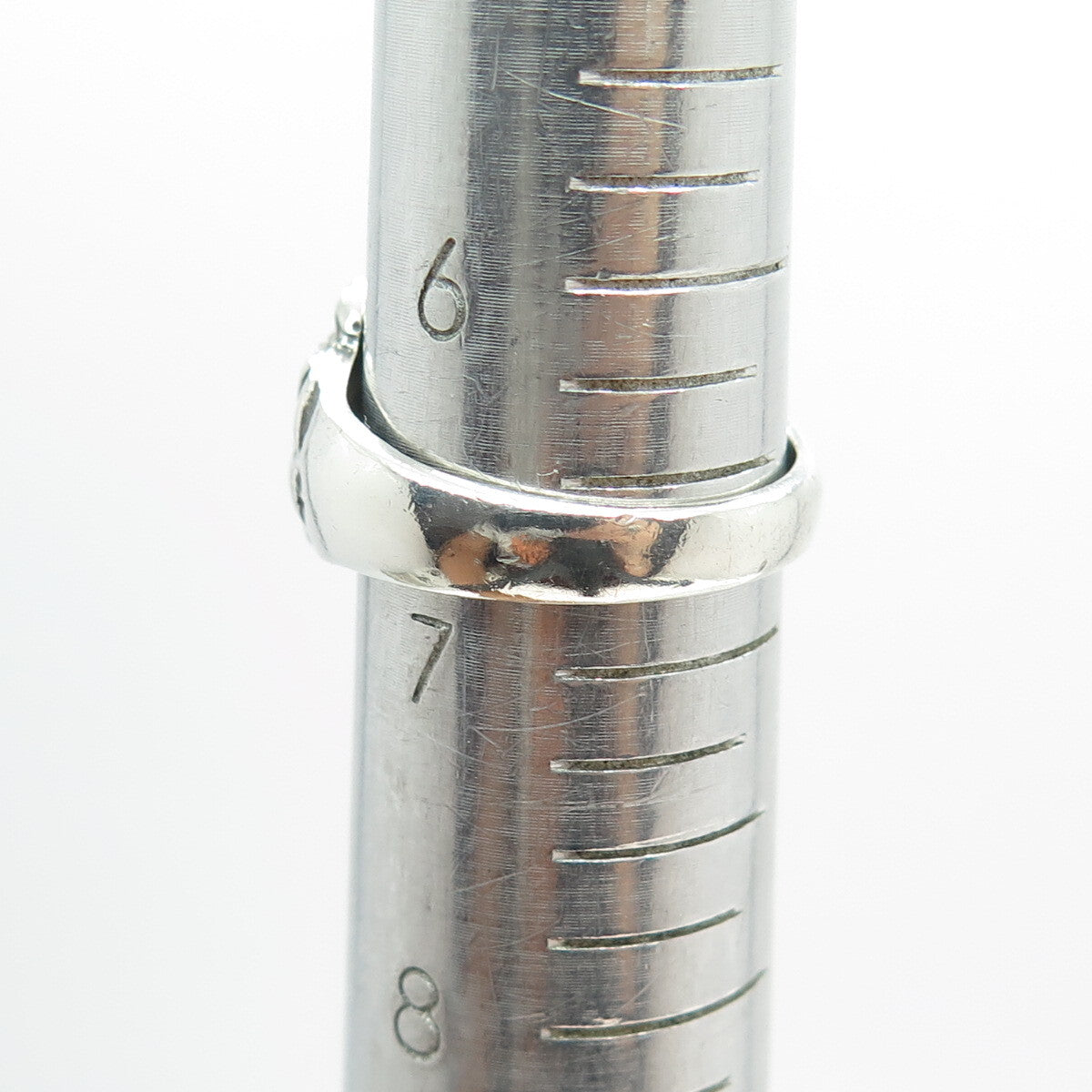 925 Sterling Silver Vintage Checkered Modernist Ring Size 6.75