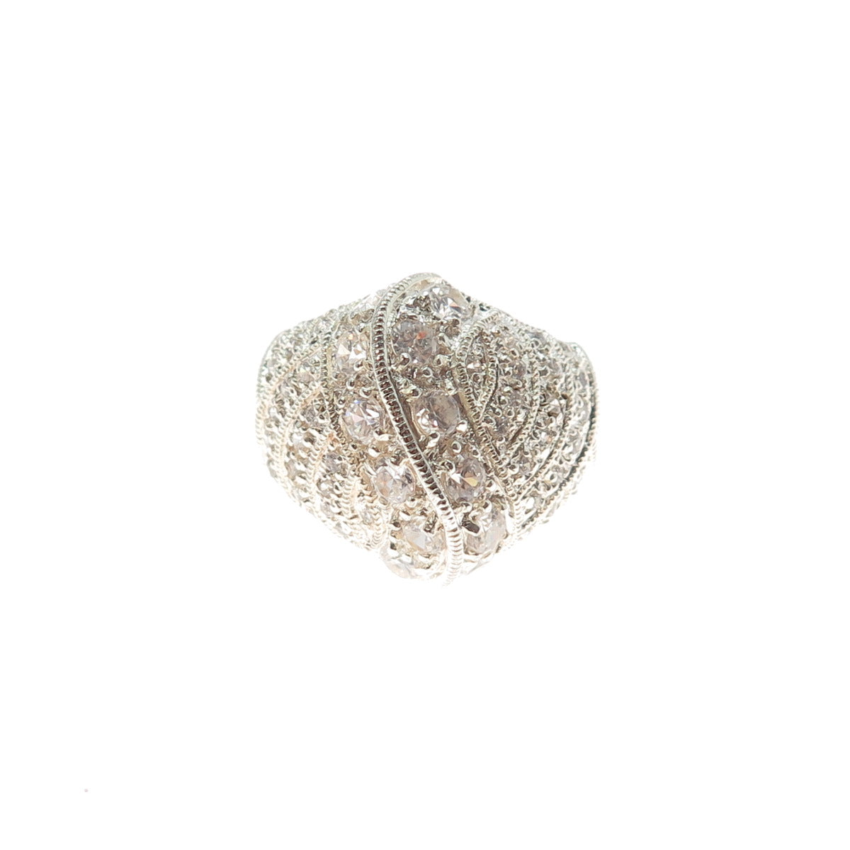 ROSS SIMONS 925 Sterling Silver Vintage Round-Cut C Z Modernist Ring Size 8.25