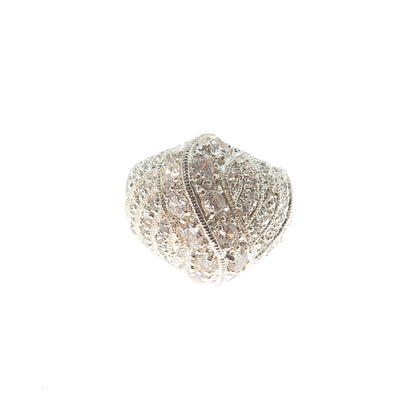 ROSS SIMONS 925 Sterling Silver Vintage Round-Cut C Z Modernist Ring Size 8.25