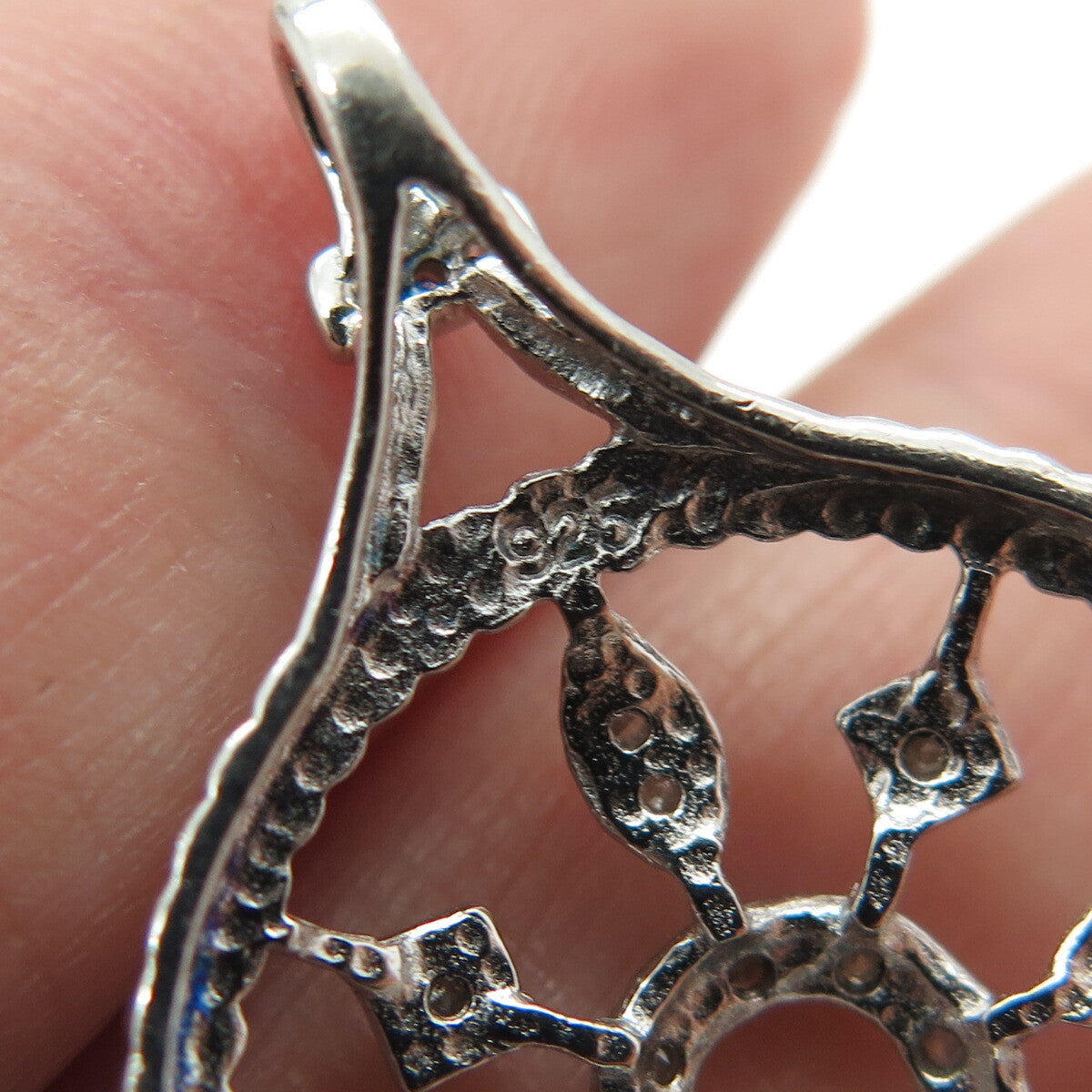 925 Sterling Silver Real Round-Cut Diamond Wheel of Fortune Pendant