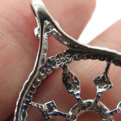 925 Sterling Silver Real Round-Cut Diamond Wheel of Fortune Pendant
