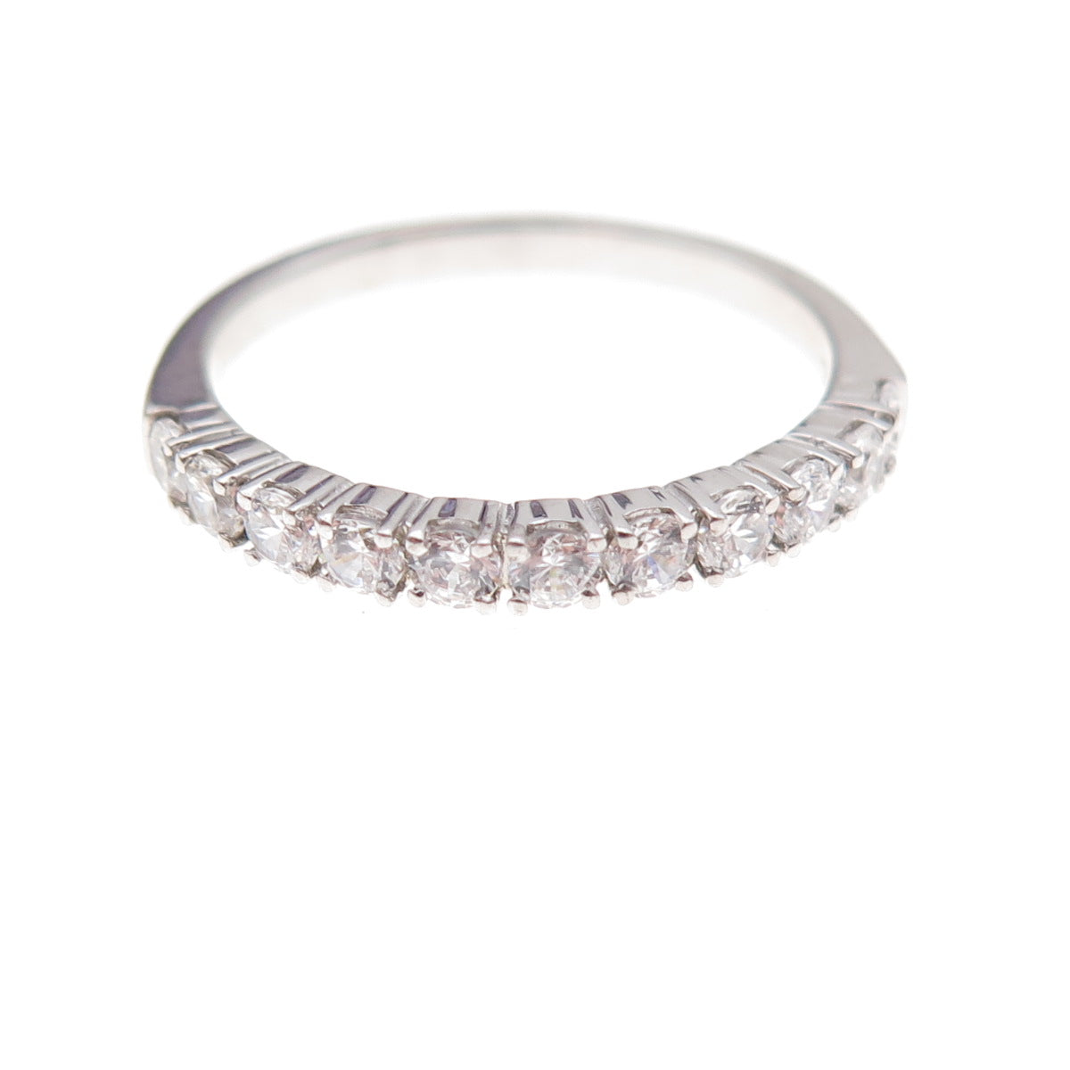 925 Sterling Silver Round-Cut C Z Half Eternity Band Ring Size 6.5