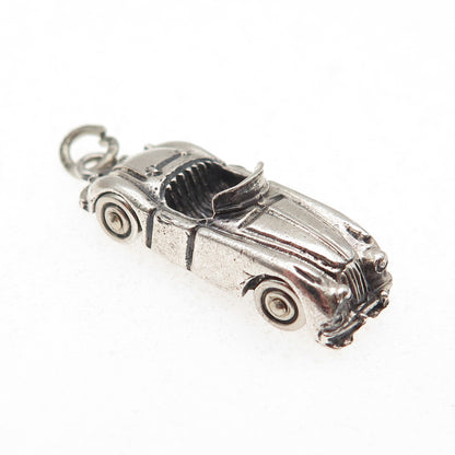 Beau 925 Sterling Silver Vintage Convertible Car Oxidized 3D Charm Pendant