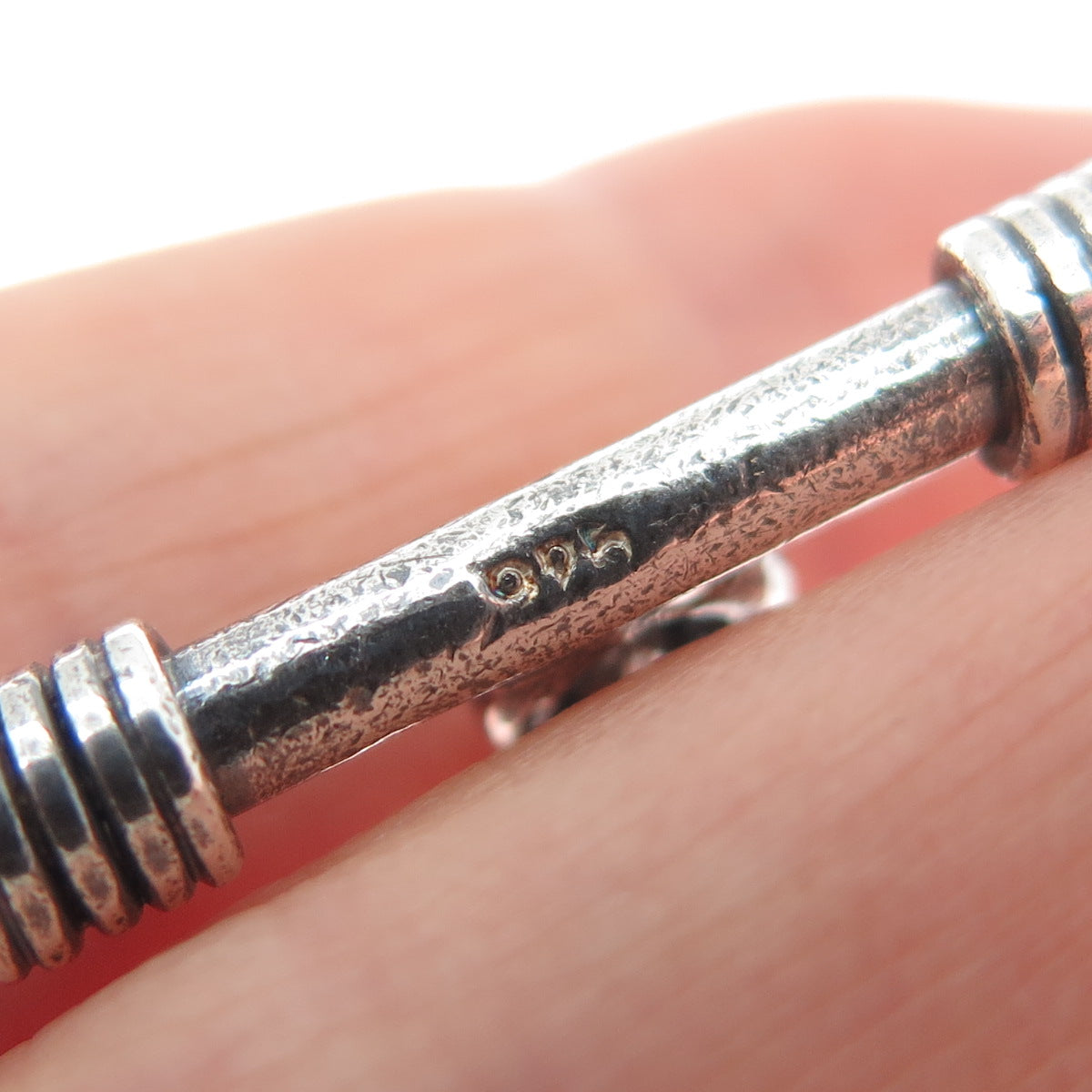 925 Sterling Silver Vintage Spiga Oxidized Link Bracelet 6.5"