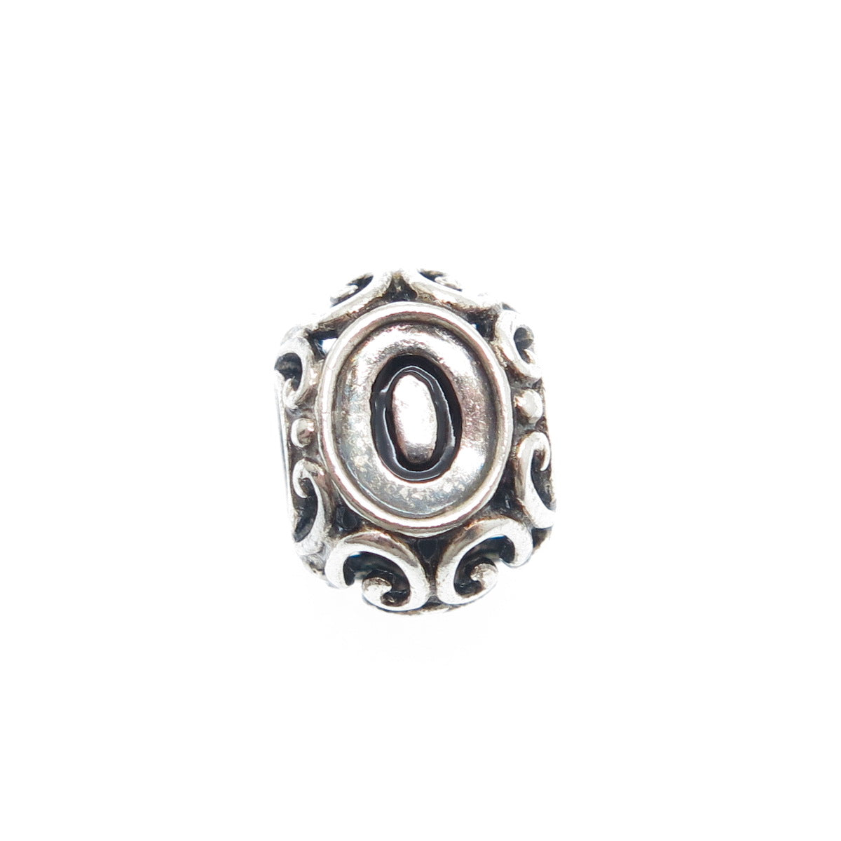 CHAMILIA 925 Sterling Silver Letter O Initial Ornate Bead Charm