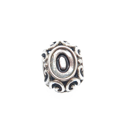 CHAMILIA 925 Sterling Silver Letter O Initial Ornate Bead Charm