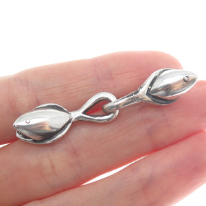 925 Sterling Silver Vintage Bracelet / Necklace Modernist Two-Piece Hook Lock