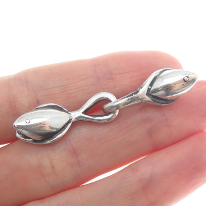925 Sterling Silver Vintage Bracelet / Necklace Modernist Two-Piece Hook Lock