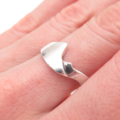 925 Sterling Silver Vintage Modernist Mountains Ring Size 7.75