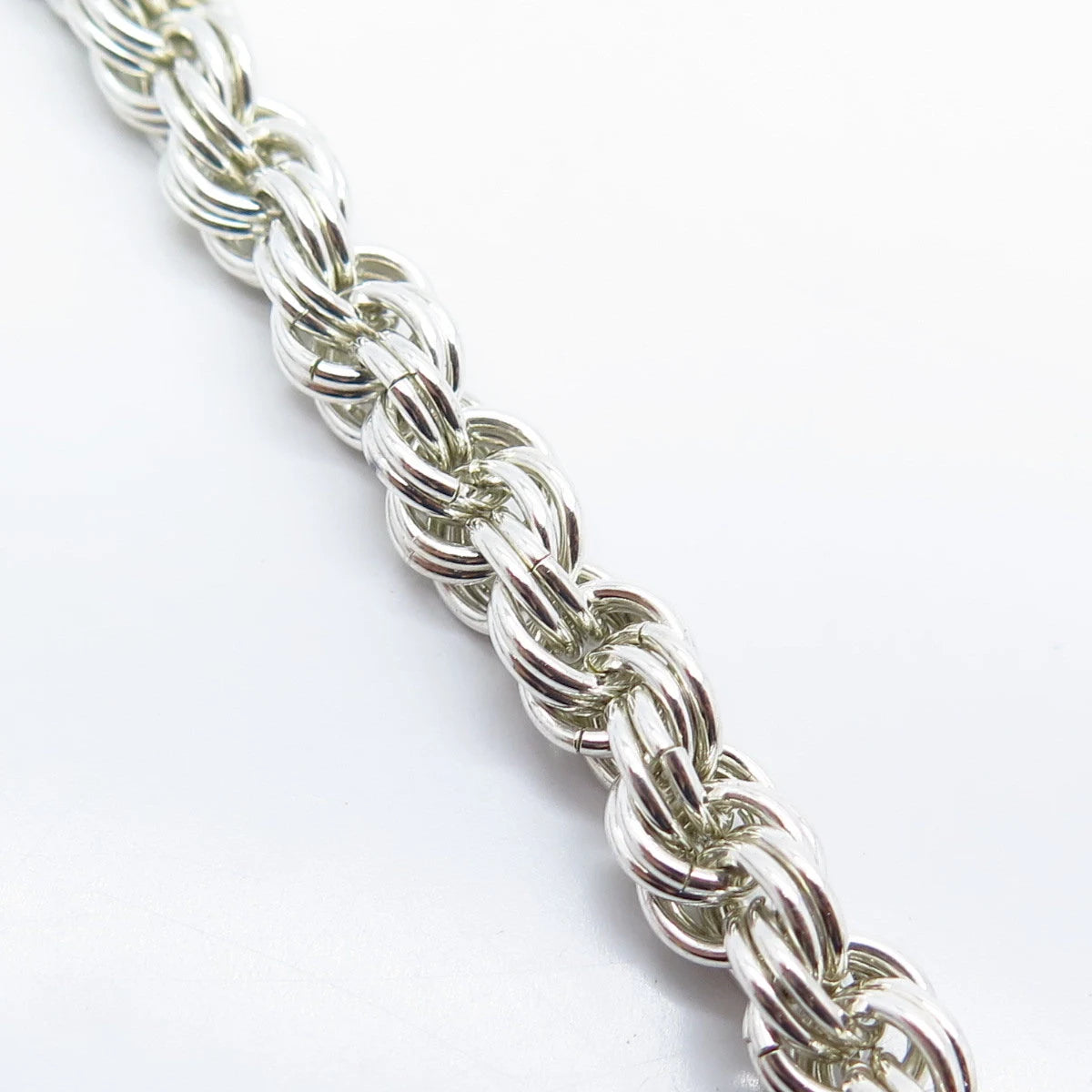 925 Sterling Silver Vintage Heart Lock Charm Twisted Rope Link Bracelet 6.75"