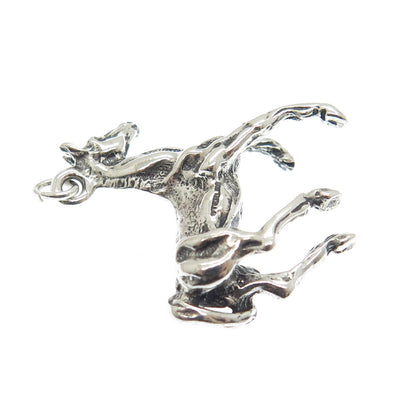 925 Sterling Silver Vintage Wild Horse Oxidized Charm Pendant