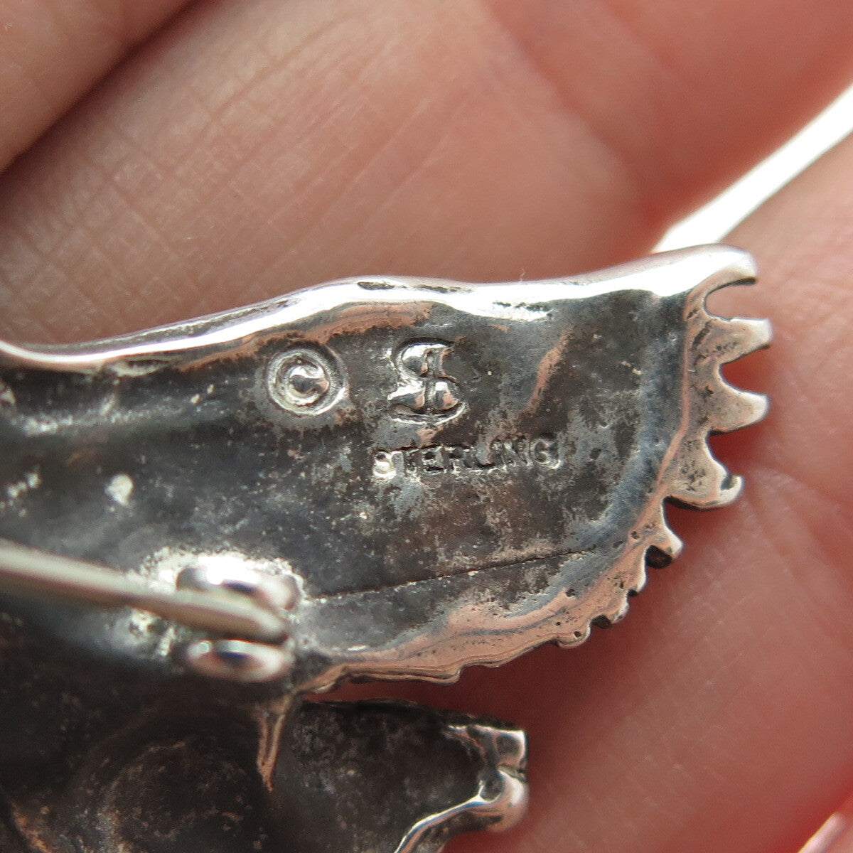 SHUBE 925 Sterling Silver Vintage American Eagle & Bear Pin Brooch