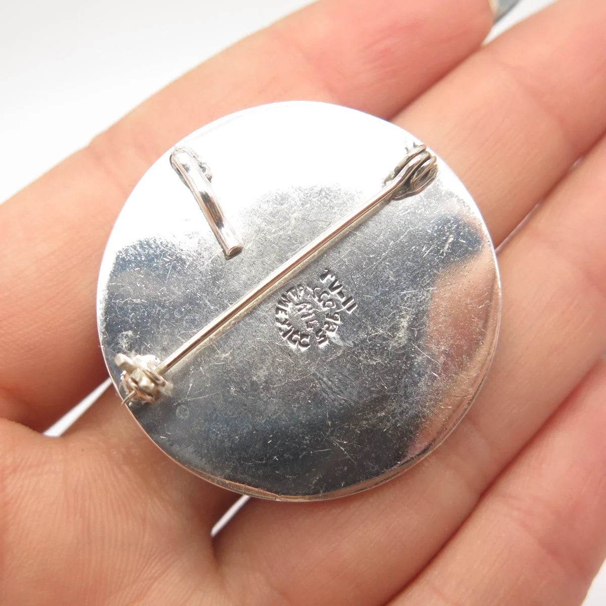 925 Sterling Silver Vintage Mexico Aztec Calendar Pin Brooch / Pendant