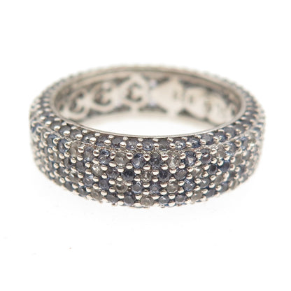 Suzy Levian 925 Sterling Real Diamond Accent Tanzanite & White Topaz Ring Size 8