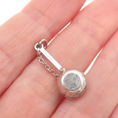 925 Sterling Silver Antique Art Deco Frying Pan Mini Pill Box Charm Pendant
