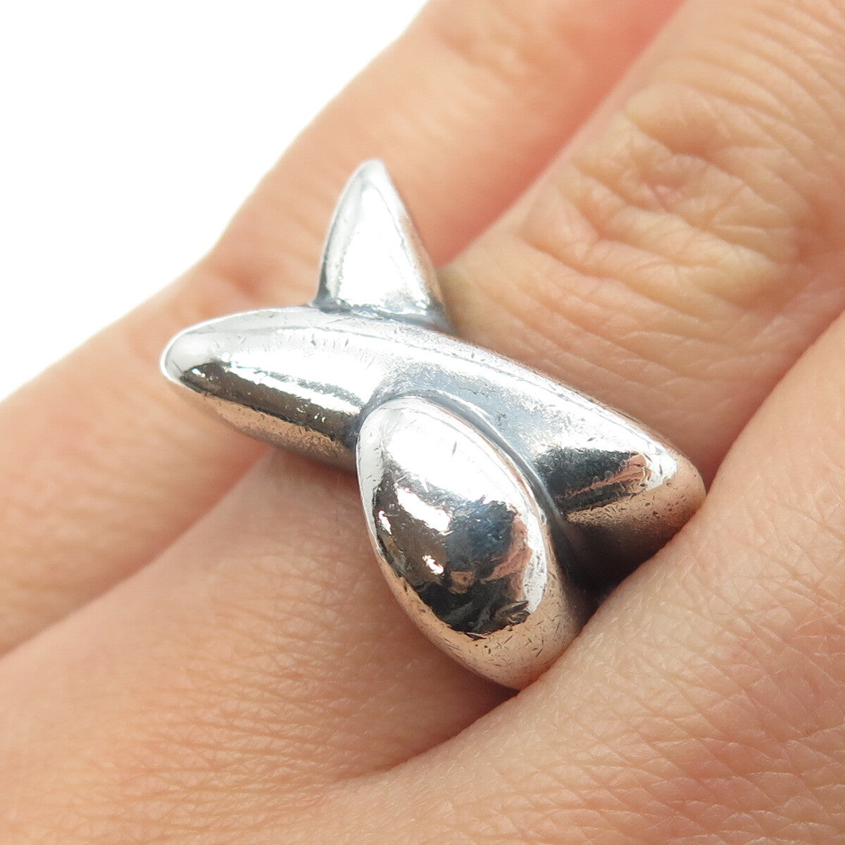 N&D CO. 925 Sterling Silver Vintage Modernist Ring Size 7