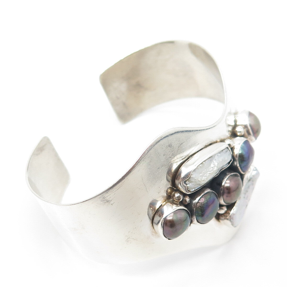 JAY KING DESERT ROSE TRADING Sterling Silver Vintage Real Pearl Bracelet 6.75"