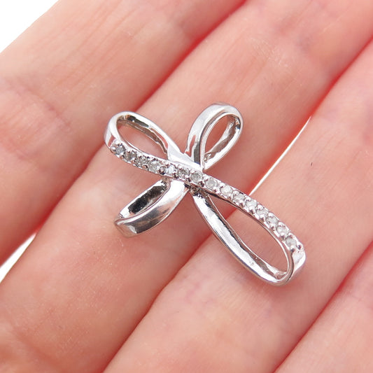CHARLES WINSTON 925 Sterling Silver Real Diamond Infinity Cross Slide Pendant