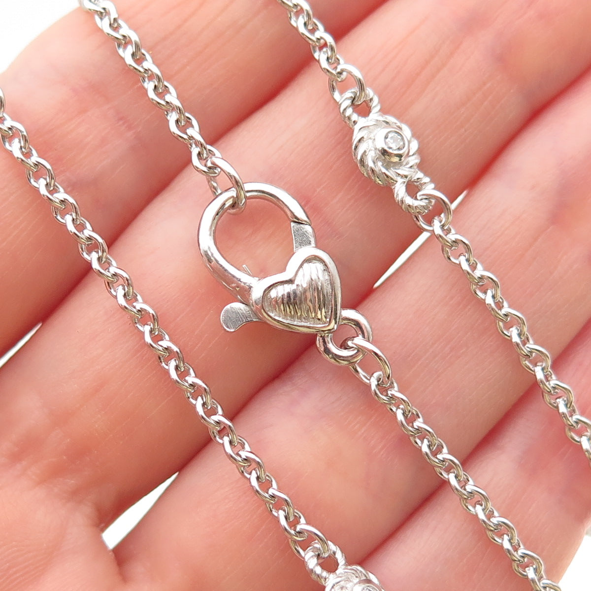 JUDITH RIPKA 925 Sterling Silver Round-Cut C Z Station Chain Necklace 36"