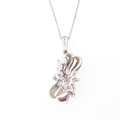 Chuck Clemency Sterling Silver Real Tanzanite Floral Cable Chain Necklace 20"