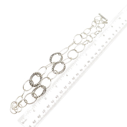 Michael Dawkins 925 Sterling Silver Beaded Multi-Circle Chain Necklace 18"