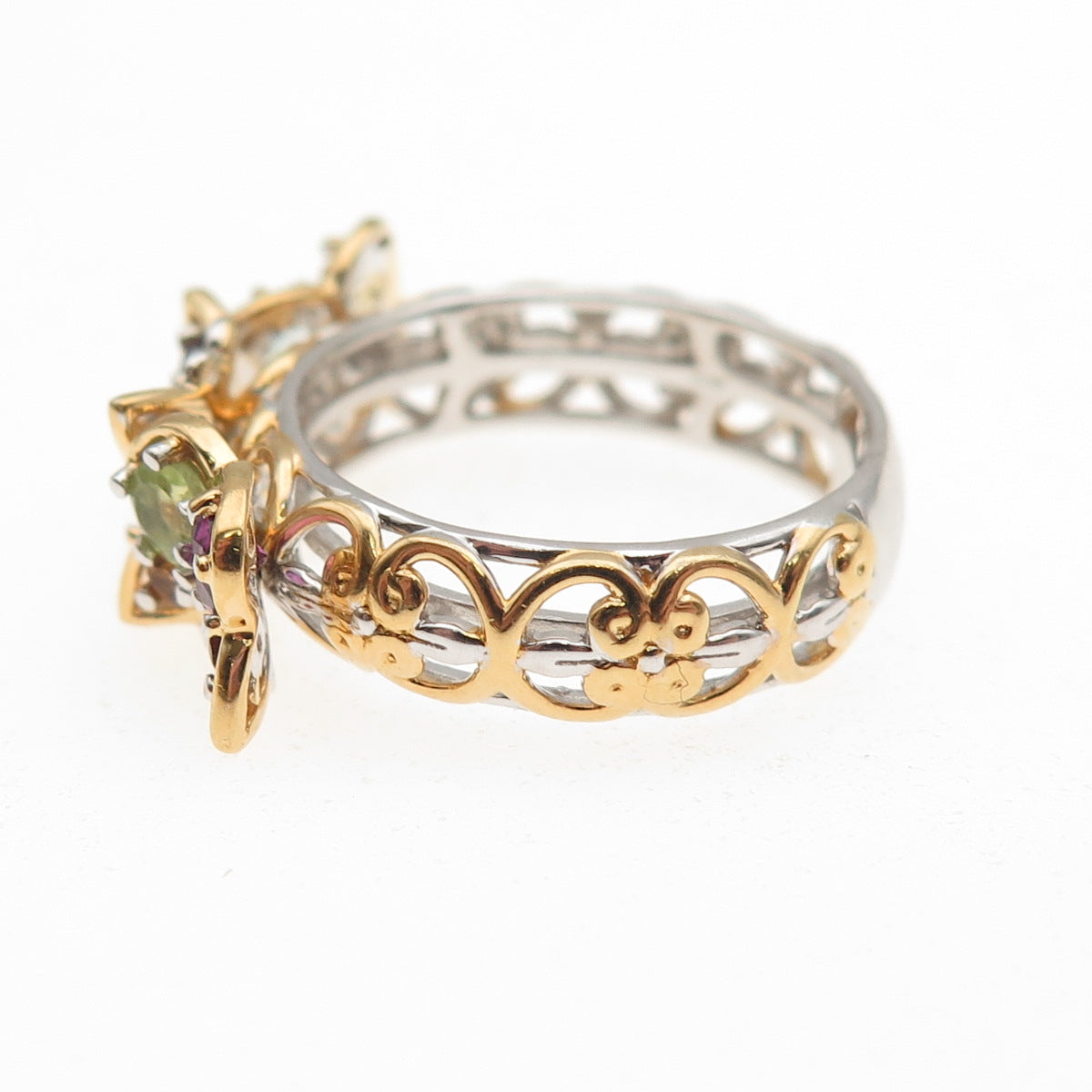 Michael Valitutti Gems En Vogue Sterling 2-Tone Multi-Gem Butterfly Ring Size 6