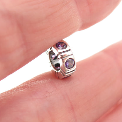 Pandora 925 Sterling Silver Purple C Z Trinity Spacer Slide Charm