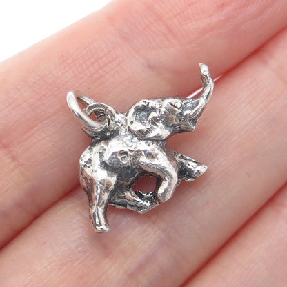 925 Sterling Silver Vintage Elephant Oxidized Minimalist Charm Pendant