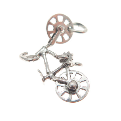 925 Sterling Silver Antique Art Deco Bicycle 3D Charm Pendant
