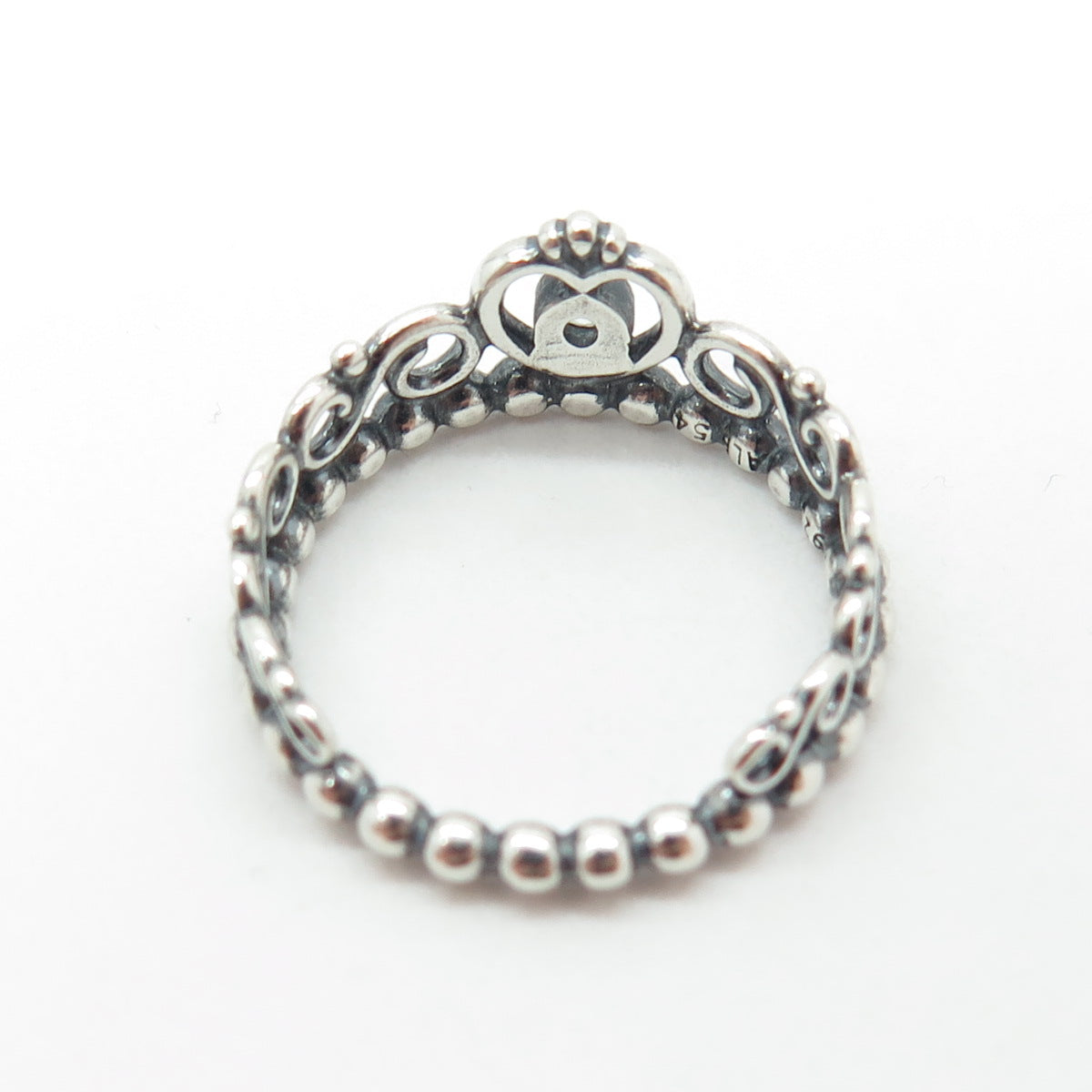 PANDORA 925 Sterling Round-Cut Shaped C Z My Princess Tiara Ring Size 6.75