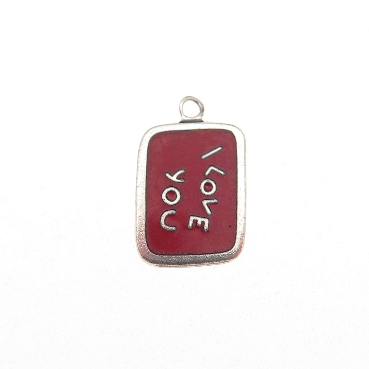 925 Sterling Silver Vintage Enamel I Love You Charm Pendant