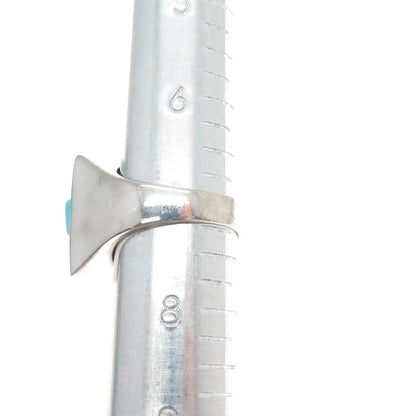 FADI 925 Sterling Silver Real Turquoise & Round-Cut C Z Ring Size 7.25