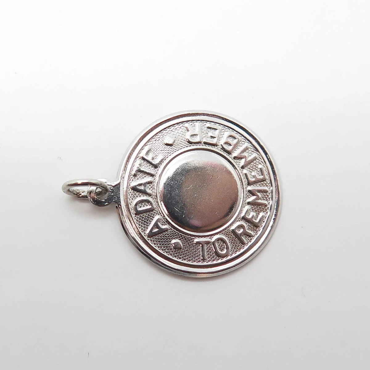 925 Sterling Silver Vintage Elco "A Date To Remember" Round Pendant
