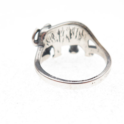 925 Sterling Silver Vintage Elephant Oxidized Ring Size 7.25