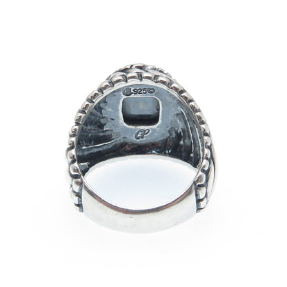 CAROLYN POLLACK Sterling Silver Vintage Real Rhodonite Oxidized Ring Size 8.25
